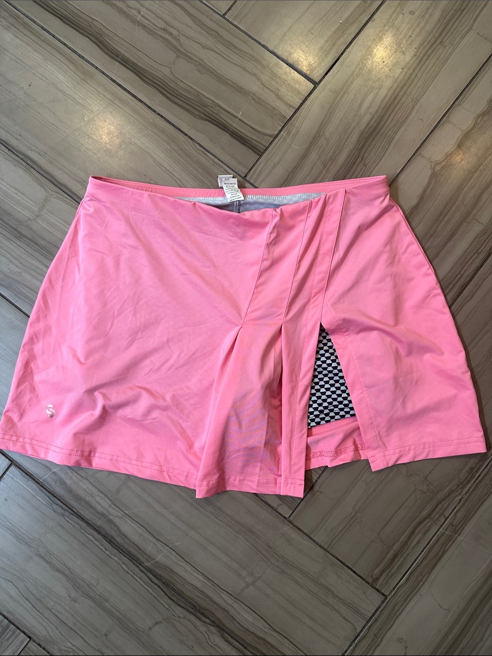 Cross Court Pink Athletic Skort with Checkered Short Liner M